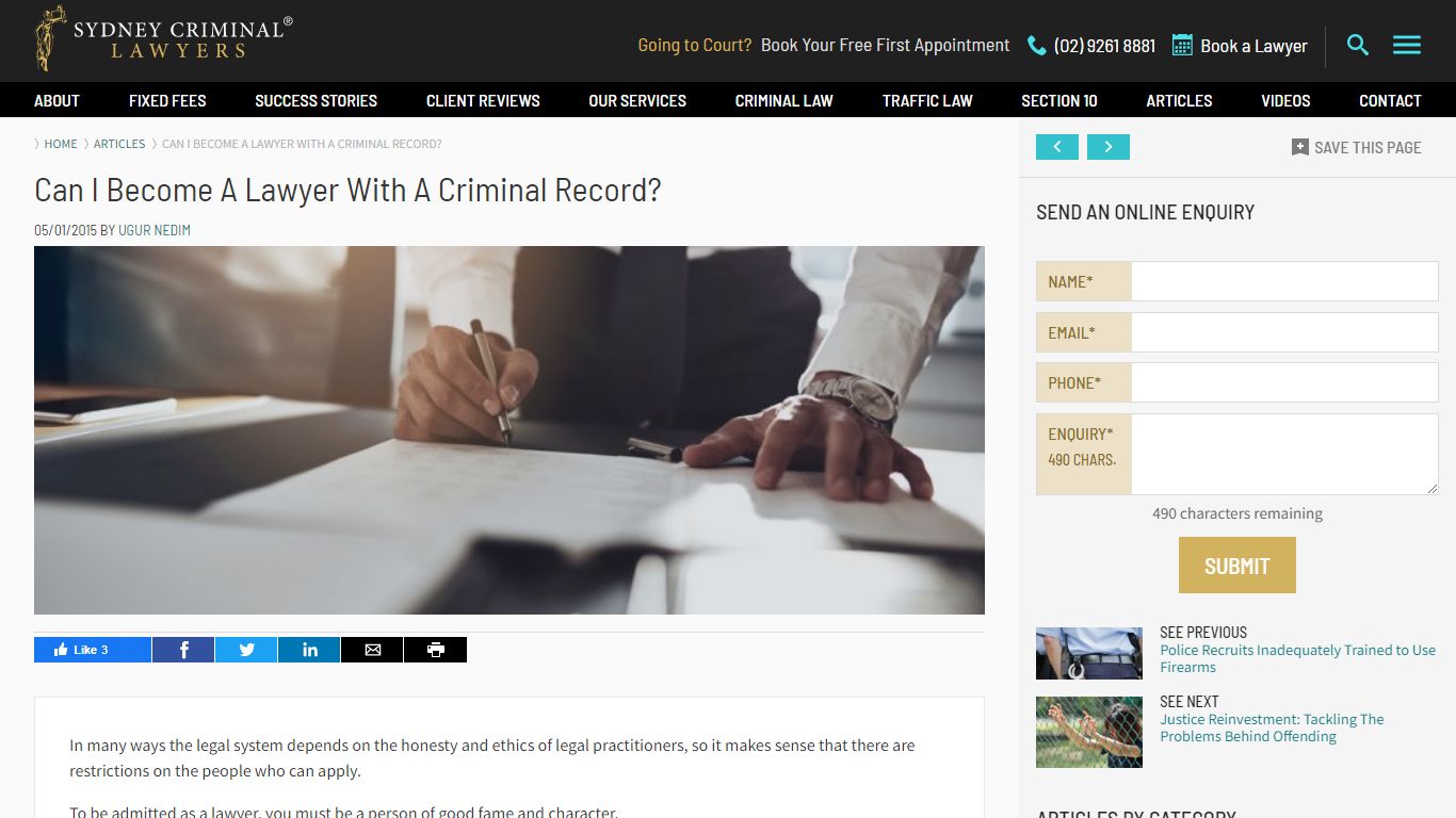 Can I Become A Lawyer With A Criminal Record? - Sydney Criminal Lawyers